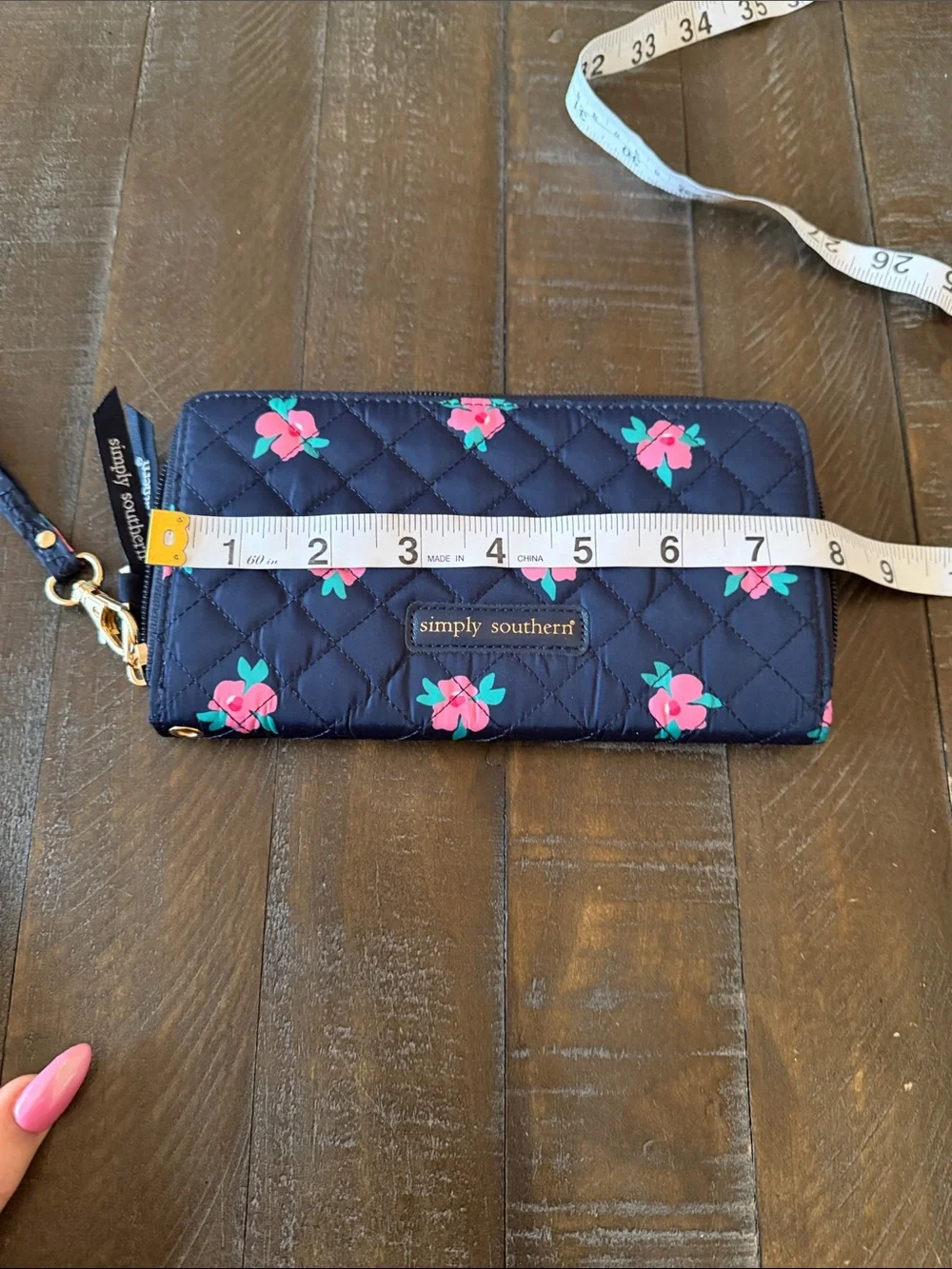 Simply Southern Navy Quilted Floral Wristlet Card Holder